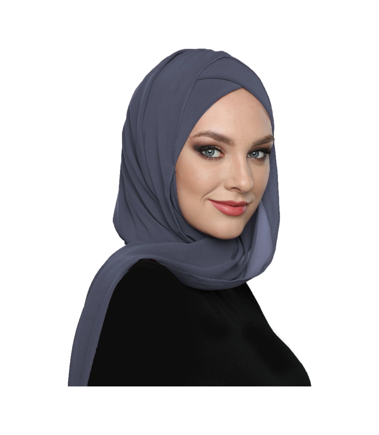 Şallı Takmatik Sade Koyu Gri Hazır Türban Tesettür Bone Namaz Örtüsü Koyu Gri