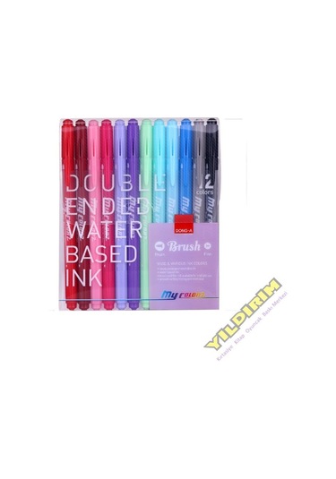 Dong A Çift Taraflı Fırça Uçlu 12 Renk Brush+Fine Uç