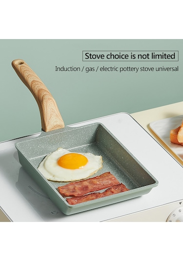 Xiyyadms Japon Yumurta Tavası - Çocuklar İçin Yapışmaz Sağlıklı Pişirme Tava, Ahşap Sap, Çok Amaçlı Çok Renkli
