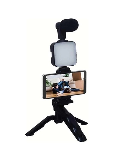 Telefon Tutucu Mikrofonlu Işıklı Youtuber Video Kayıt