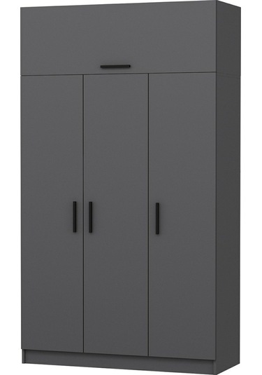 Minar Kale 3 Kapaklı 2 Çekmeceli Dolap Ve Yüklük Antrasit 235cm