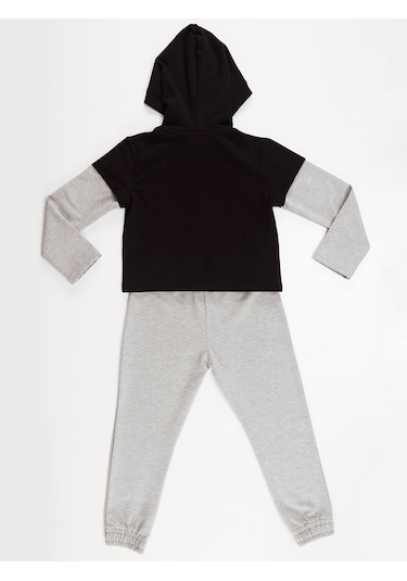 Denokids Minik Panda Kız Eşofman Takım Gri - Siyah