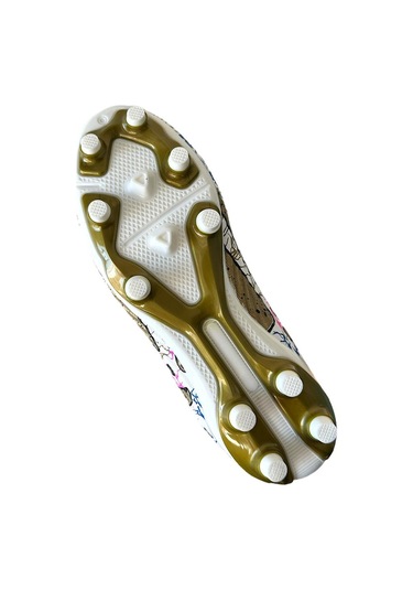 Çoraplı Bilekli Boğazlı Krampon Futbol Ayakkabısı Beyaz - Altın-beyaz - Altın Beyaz - Altın