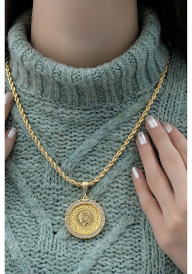 Tam Altınlı Halat Kolye