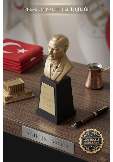 Atatürk Büstü Mini 13cm Polyester Hediye Dekoratif Büst Heykel 001