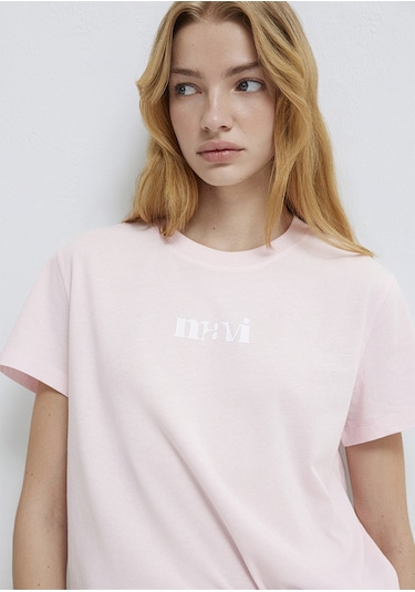 Mavi - Mavi Logo Baskılı Pembe Tişört 1612241-89200 Pembe