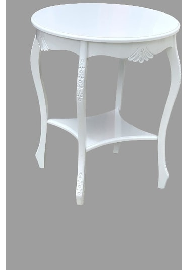 Fiskos 4Ayak Oymalı Model Parlak Ihlamur ağacı ayak Parlak Beyaz  MDF tabla Kutuda sevk EL Yapım