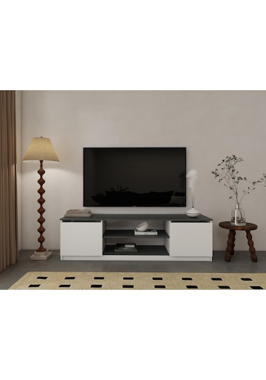 Bade Tv Ünitesi Koyu Gri Beyaz Koyu Gri