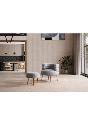 Barel Özel Tasarım Çay Seti Koltuk Takımı,berjer Ve Puf Ofis Balkon Cafe Bahçe Salon Mobilyası 3 Lü Takım Gri Gri