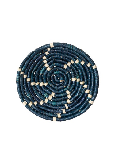 Koza Home Meander Dekoratif Lacivert Desenli Bambu Duvar Tabağı 30cm 8995