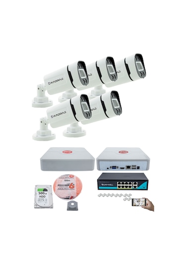 5'li Güvenlik Ip Kamera Seti - 4mp Dış Mekan Kdj-5s-4w-p-ıp-v0