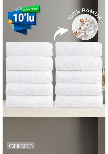 10'lu Büyük Banyo Havlusu - 90x150 Cm, 650gr, %100pamuk, Spa Ve Otel Havlusu, Günlük Kullanıma Uygun Beyaz