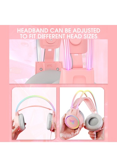 Yaozixa Oyuncu Kulaklığı Pembe X15 Pro - 50mm Sürücü, Tüm Yönlü Mikrofon, 3.5mm + Usb Bağlantı