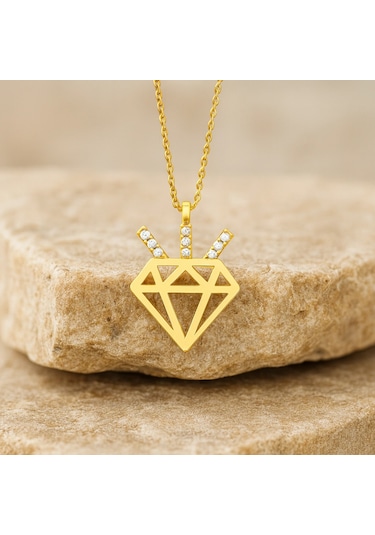 14 Ayar Altın Pırlanta Tasarım Kolye Altın