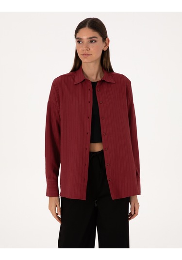 Pierre Cardin Kadın Bordo Gömlek Desenli 50318232-vr014 Bordo