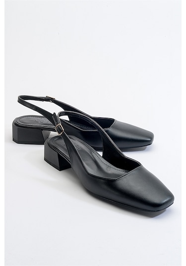 Luvishoes State Siyah Cilt Kadın Topuklu Ayakkabı Sıyah Cılt