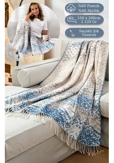 Tv Diz Battaniyesi Pamuk Morena Mavi