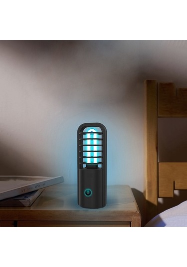 Ulzyvf Taşınabilir Şarj Edilebilir Uv Temizleme Lambası - Ev, Araç, Ofis İçin 360 Hijyen, Siyah Siyah