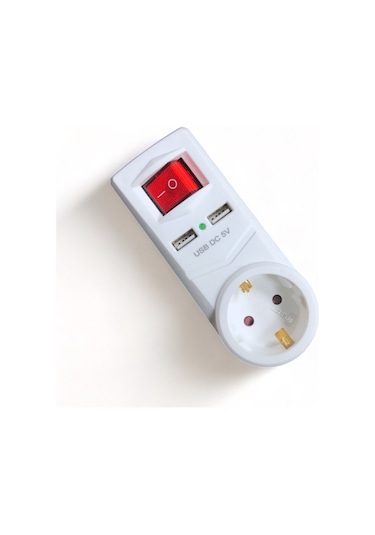 Tek-iş 2 X Usb Çıkışlı Topraklı Fiş Priz Anahtarlı Golyat Fiş 2,1 A