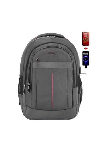 Dada 01 Gri Laptop Sırt Çantası 15,6 İnç Usb Type-c Şarj Aparatı Darbe Emici Koruma