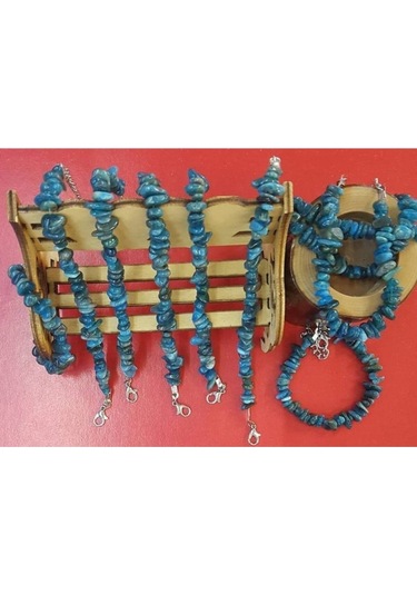 Gümüştel El Sanatları Sertifikalı Doğal Taş Apatit Taşı Bileklik Çok Renkli