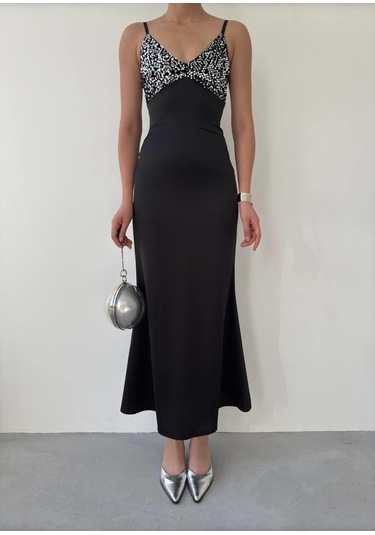 The İstanbul Shany İp Askılı Elbise Siyah