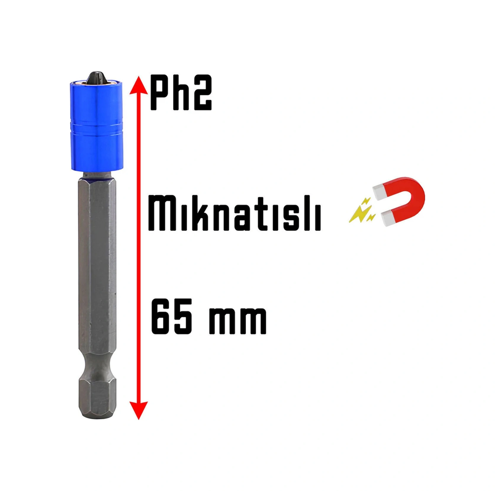 15 Parça Tornavida Bits Uç Seti 50mm Ph1-ph2-ph3 50mm Pz1-pz2-pz3 50mm T10-t15-t20-t25-t27-t30