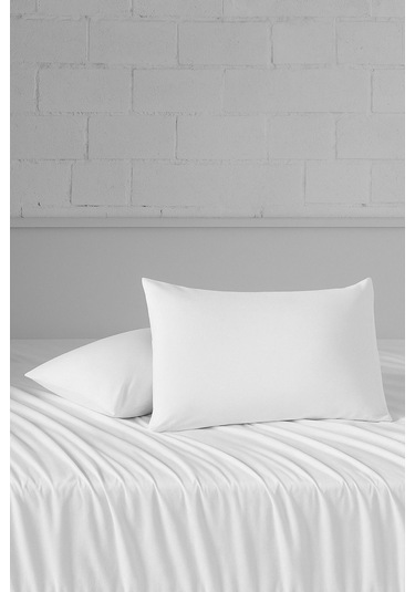 Yastık Alezi Seti Pamuklu Sıvı Geçirmez 2 Li Yastık Koruyucu Beyaz Beyaz