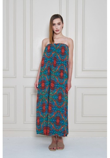 Kadın Straplez Astarlı Şifon Midi Yazlık Elbise 3753374 Lacivert