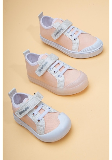Şirinbebe Şiringenç Keten Somon Kız İlkadım Bebek Çocuk Ayakkabısı-2899-somon Somon