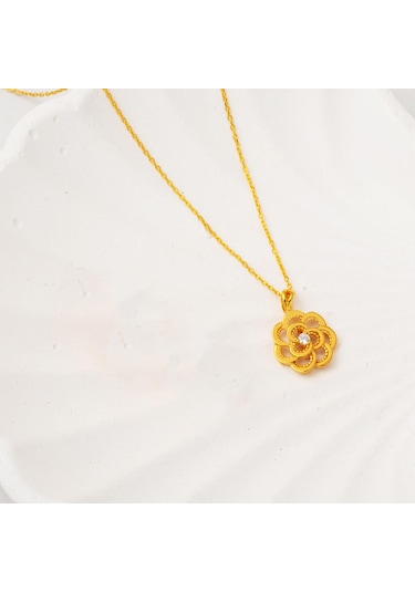 Güllü 22 Ayar Taşlı Altın Kolye