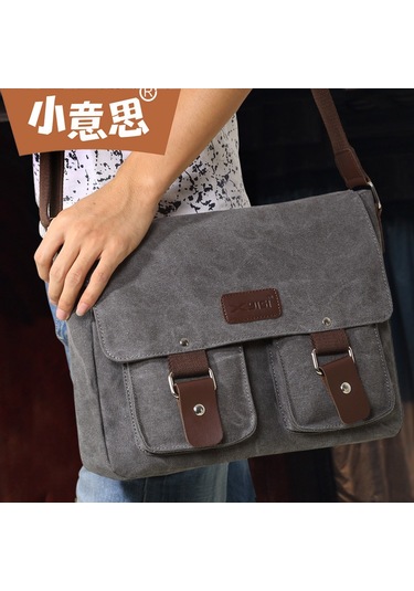 Teltree Erkekler İçin Şık Ve Dayanıklı 13 İnç Siyah Kanvas Omuz Çantası, Okul Ve Günlük Kullanım İçin İdeal. Gri