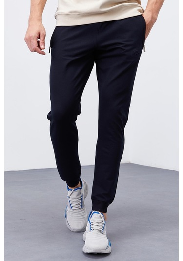 Tommy Life Lacivert Fermuar Cepli Dar Kalıp Jogger Erkek Eşofman Alt - 84343 Lacivert