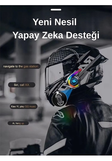 Y21 Rgb Işık Efektli Intercom Bluetooth Motosiklet Kask Kulaklığı Intercom Kulaklık