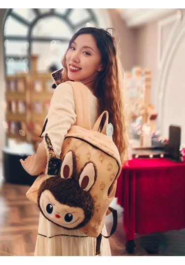 Aubyhe Krem Renkli Plüş Oyuncak Çantası - Çocuklar İçin Stylish Sırt Çantası Bej