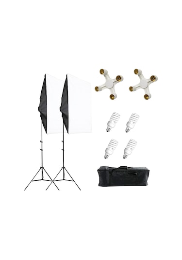 Deyatech 4 Duylu 50 x 70 CM Video ve Fotoğraf 2'li Softbox Seti + 8 x Lamba