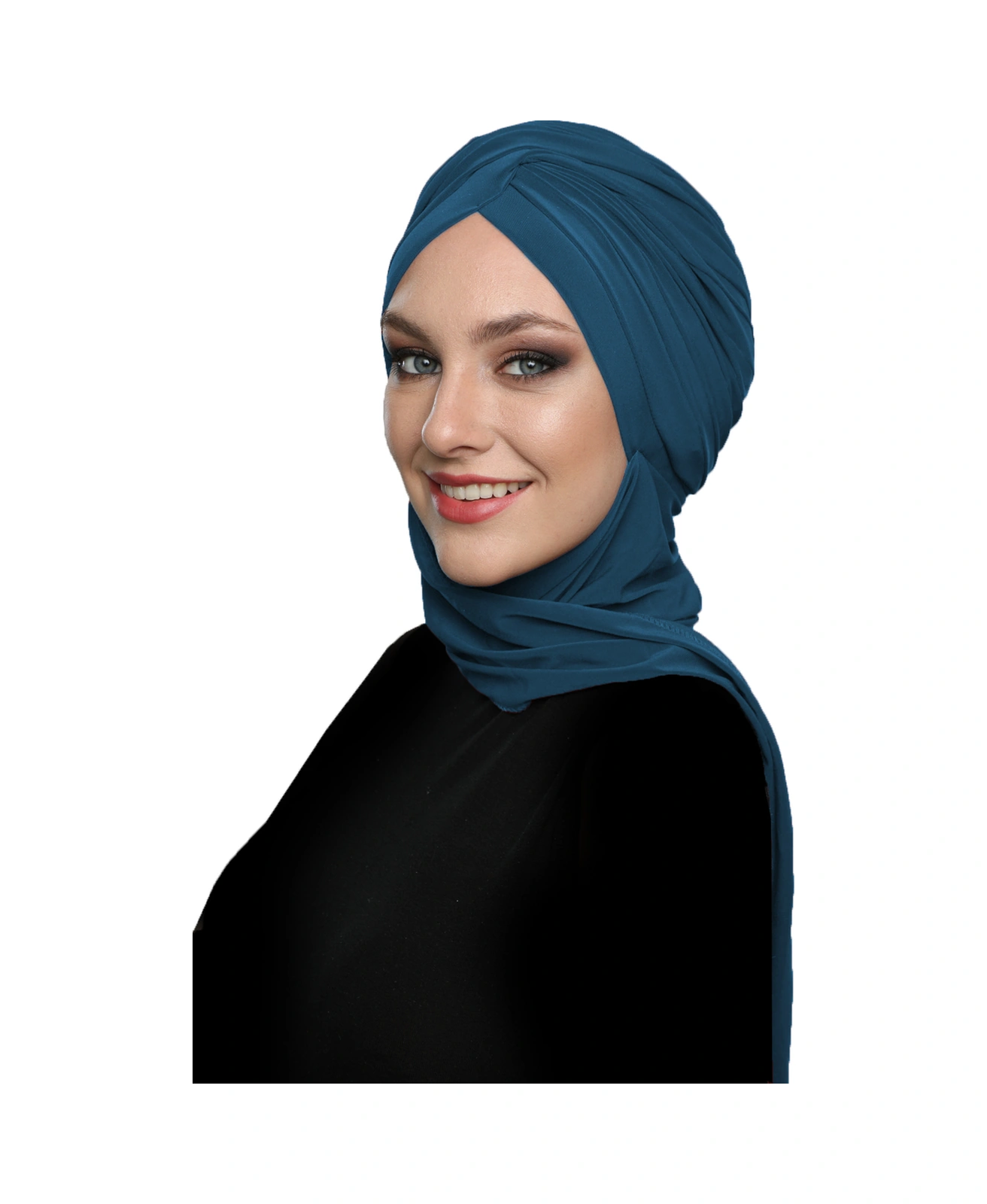 Çapraz W Atkılı Petrol Hazır Türban Tesettür Bone Petrol