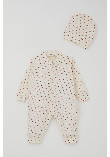 Breeze Kız Bebek Tulum Kiraz Bahçesi 0-6 Ay, Krem Krem