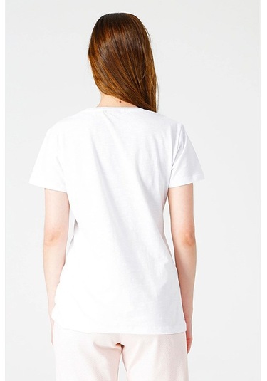 Hummel Alma Kadın Beyaz V Yaka Tişört