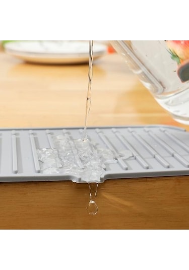 Gri Lavabo Sıçrama Koruması Yumuşak Esnek Hızlı Kuru Evrensel Damlama Tutucu Tepsi Lavabo Musluğu Kurutma Mat Sıçrama Yakalayıcı Mutfak Malzemeleri M Gri