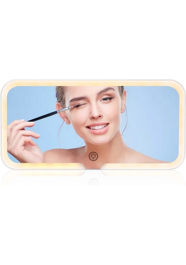 Qingmipy Araç Led Aynalı Makyaj Aydınlatmalı Güneşlik - 3 Renk Aydınlatma, Şarj Kablolu Beyaz