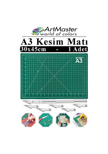 A3 Kesim Matı Ve Kretuar Seti 1 Adet 30x45 Cm Çift Taraflı Çizim Matı Kesim Tablası Kesim Altlığı Kesme Madı Proje