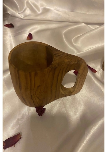Kuksa Ahşap Rengi Tahta Bardak Kupa