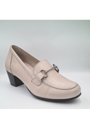 Mammamia D24ya-3845 Gri Deri Topuklu 5cm Kadın Klasik Ayakkabı Gri