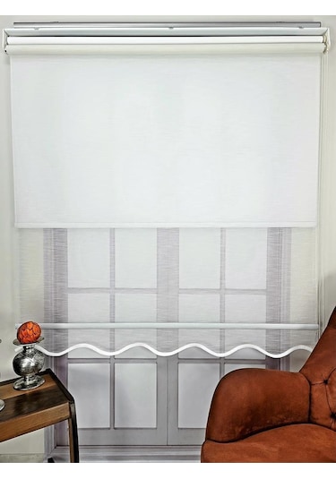 Bbb Keten Kumaş Çift Mekanizmalı Tül Stor Perde Ekru Renk Tsk3002