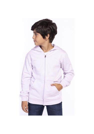 Toontoy Kız Ve Erkek Çocuk Kanguru Cepli Hırka Açık Lila