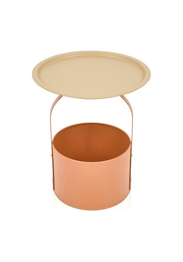 Just Home Sepetli Yan Sehpa - Krem / Terra Krem / Terra