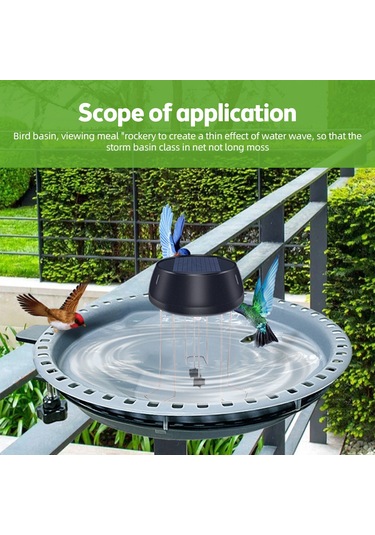 Symbee Güneş Enerjili Kuş Banyosu Su Dalgalandırıcı - Yosun Önleyici Bahçe Dekoru