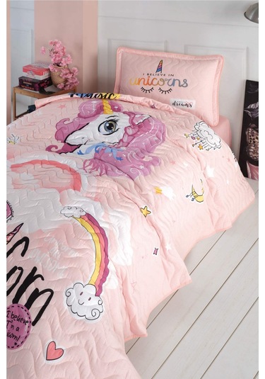 Clasy %100 Pamuk Pink Dreams V1 Tek Kişilik Yatak Örtüsü Pembe