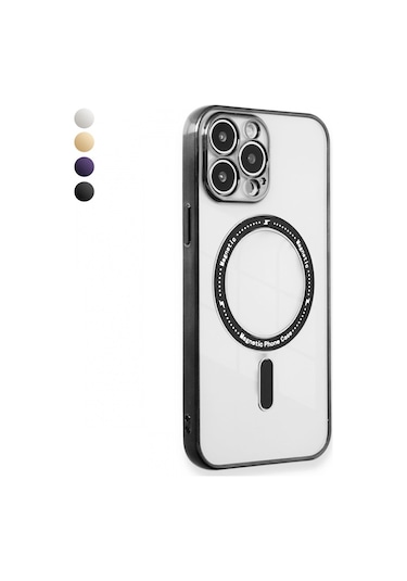 İphone 14 Pro Max Kılıf Magsafe Özellikli Gold Seri Lazer Silikon Kapak